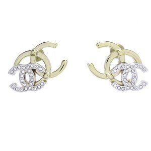 CHANEL Coco - Gold Clear Hardware Rhinestones Earrings 688-080125
